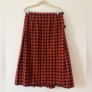 Lochcarron - Macgregor Rob Roy - Orange and Black Kilt Wrap Skirt with Buckles